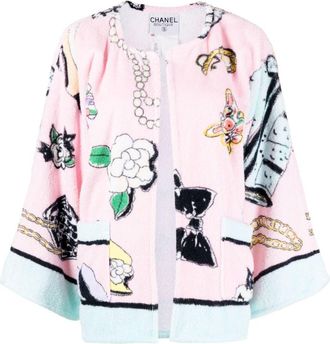 Chanel 1994 Icons terrycloth jacket - women - Cotton - 38 - Pink
