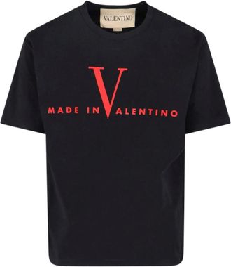 Valentino Garavani Katoenen T-shirt met Made-in Borstprint - Heren - T-shirts - Zwart - S - Katoen - Tops