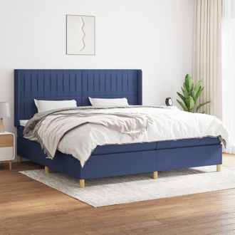 vidaXL Vidaxl - Cama Box Spring Con Colch&oacute;n Tela Azul 200x200 Cm