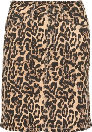 Kaffe Luipaardprint Denim Rok - Dames - Spijkerrokken - Veelkleurig - XS - Denim - Rokken