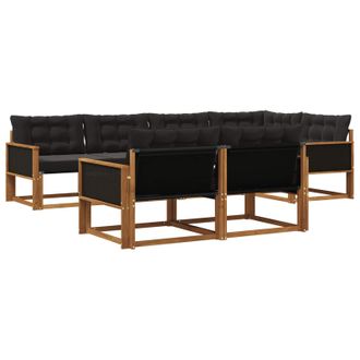 vidaXL Conjunto De Sof&aacute;s De Exterior Con Coj&iacute;n 7 Pcs Natural Y Negro Vidaxl