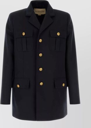 Valentino Garavani wool blazer structured shoulders flap pockets