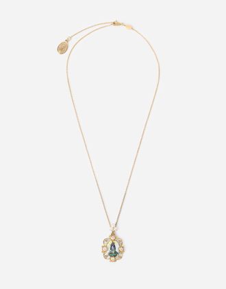 Dolce & Gabbana D.d. Pendant In Yellow 18kt Gold And Antique Cheramic Miniature - Woman Necklaces Gold Onesize