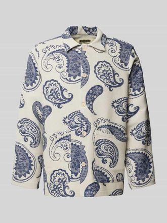 Woodbird Regular Fit Hemdjacke mit Haifischkragen Modell JAQUARD in Royal, Gr&ouml;&szlig;e XL