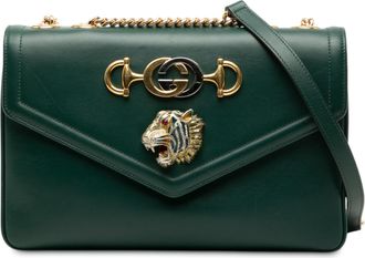 Gucci Pre-owned Womens Medium Leather Rajah Crossbody - Dark Green - One Size