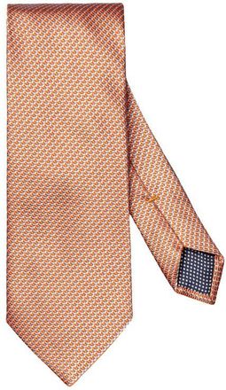 Eton Microdot Silk & Cotton Tie in Medium Orange at Nordstrom