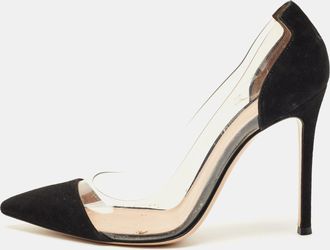 Gianvito Rossi Black Pvc And Suede Plexi Pumps