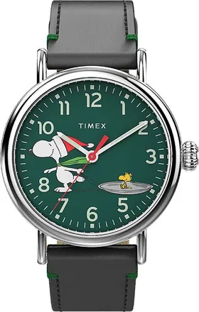 Timex x Peanuts Snoopy Ice Skating Quartz Green Dial Unisex Watch TW2V60200