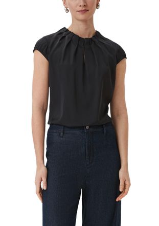 Comma Satinbluse mit Raffung am Hals