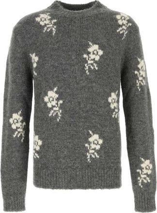 Jil Sander Gebreide trui met ronde hals - Heren - Ronde hals truien - Grijs - XL - Wol - Truien & Vesten