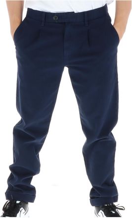Sun 68 Mens Pleated Trousers Navy - Dark Blue Cotton - Size 30 (Waist)