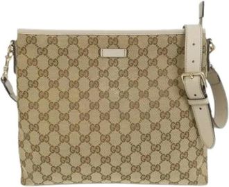 Gucci Pre-owned Cross Body Bags, female, Beige, Size: ONE SIZE Pre-owned Vintage GG Canvas Shoulder Bag