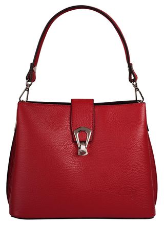 Cluty Umh&auml;ngetasche CLUTY, Damen, Gr. B/H/T: 25cm x 21cm x 13cm onesize, rot, Leder, leicht gl&auml;nzend, unifarben, Taschen Umh&auml;ngetasche, echt Leder, Made in 