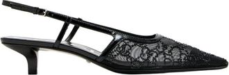 Gucci GG Crystal Slingback Pump - Dames - Pumps - Zwart - 36 1/2 EU - Leer - Schoenen