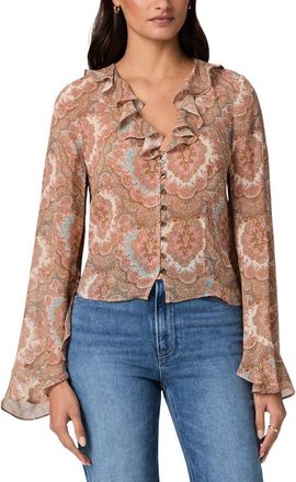 Paige Eve Silk Georgette Shirt in Surf Multi at Nordstrom, Size Xx-Small