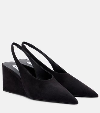 Alaia Cube 75 wedge slingback suede pumps