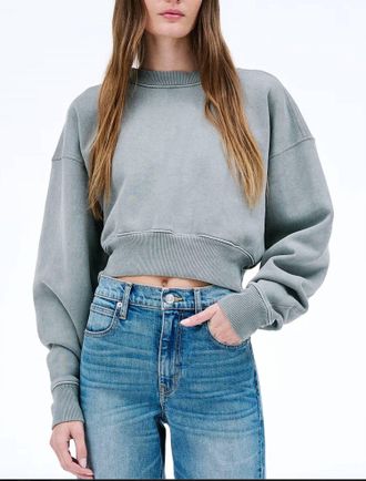 Slvrlake Denim Crop Crew Sweatshirt In Shadow Green