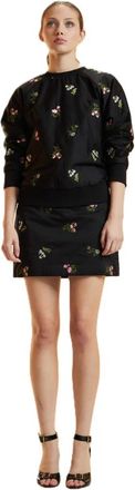 Cynthia Rowley Geborduurde Pullover - Dames - Sweatshirts - Zwart - L - Katoen - Hoodies & sweatvesten