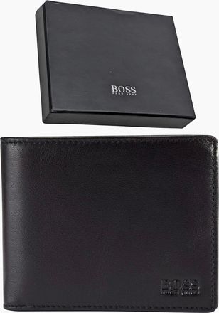 HUGO BOSS Mens Hugo Boss Mens Wallet Genuine Leather Asolo Bifold Credit Cardholder New Gift - Black