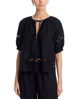 Rails Catalene Tie Blouse In Black Embroidery