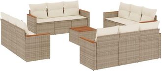 vidaXL Set Sof&aacute;s De Jard&iacute;n Con Cojines 13 Pzas Rat&aacute;n Sint&eacute;tico Beige Vidaxl