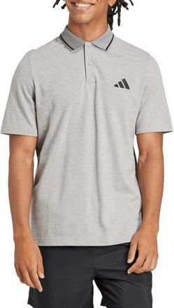 adidas Cotton Piqu&eacute; Knit Polo in Medium Grey Heather/Black at Nordstrom Rack, Size Xx-Large
