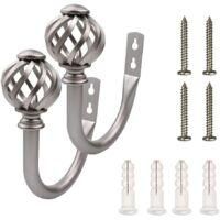 OEM Juego De 2 Alzapa&ntilde;os Para Cortinas - Ganchos - Sujetadores - Soportes Para Cortinas - Soportes Para Cortinas, Metal Plateado, Montaje En Pared - Crezu