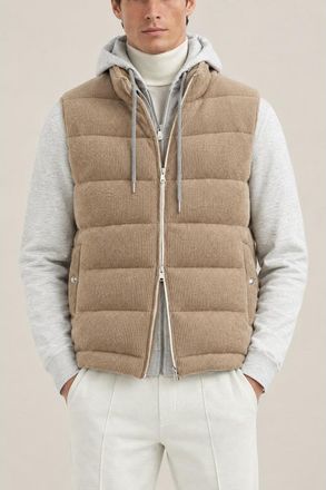 Brunello Cucinelli Mens Brown Wool Padded Jacket, Size 52