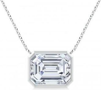 Allurez Lab Diamond Bezel Pendant Necklace Platinum (4.30ct)