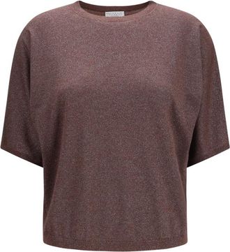 Brunello Cucinelli Brown Textured Round Neck Sweater