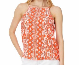 Lilly Pulitzer Joannah Silk Top In Flamingo Feather