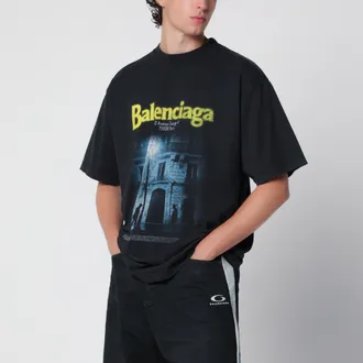 Balenciaga T-shirt The Address in jersey nero slavato