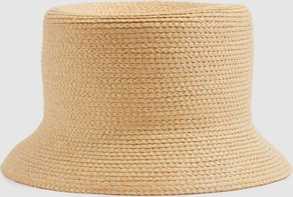 Reiss Rachel Natural Straw Bucket Hat, S & M, Cream