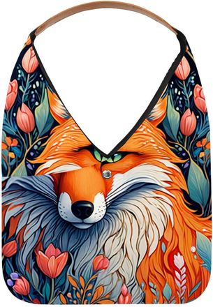 Generic Color Drawing Fox Reusable Lightweight Grocery Bags - Foldable Into Compact Pouch, Washable & Sturdy, Multipurpose for Shopping and Travel