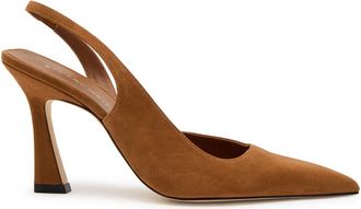 Stuart Weitzman Stuart Weitzman Vinnie 85 Suede Slingback Pumps - Tan