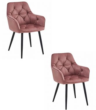 OEM Silla Jork - Terciopelo Rosa / Patas Negras X 2