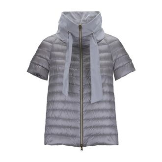 Herno Down Jackets, female, Gray, 2XS, Short Down Jacket with High Collar