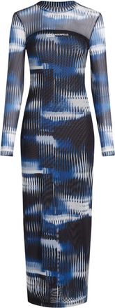 Karl Lagerfeld Glitch-print mesh dress - women - Recycled Polyester/Elastane - S - Black