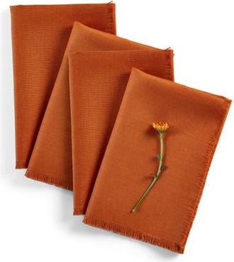 Solino Home Linen Dinner Napkins Set of 4, 20 x 20 Inch for Dining Table, Holiday and Everyday Table Decor - Fringe in Cinnamon at Nordstrom, Size