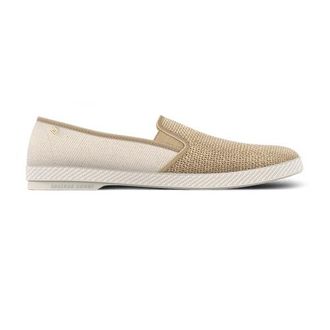 Rivieras Shoes Classic Cotton Canvas & Raffia Slip-On Loafer in Ecru at Nordstrom, Size 37