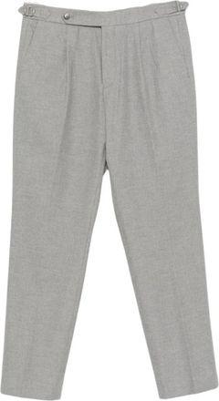 HUGO BOSS Gekreukte broek met zij-verstellers - Heren - Nette broeken - Grijs - S - Katoen - Broeken