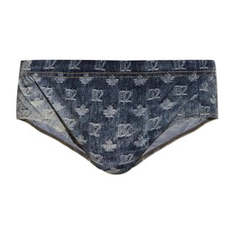 Dsquared2 Badmode, Heren, Blauw, S, Denim, Monogram Zwembroek