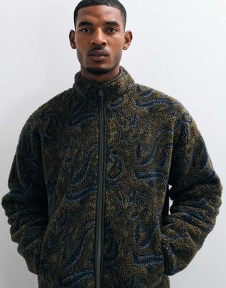 Levi's giacca Nolan in pile con collo alto stampato-Verde