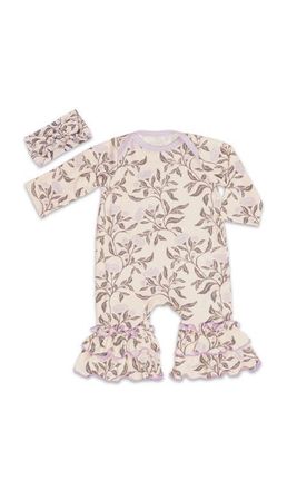 Everly Grey Ruffle Romper & Head Wrap Set in Poppy at Nordstrom, Size 9-12M