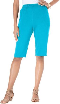 Roaman's Plus Size Soft Knit Pull On Bermuda Short in Ocean at Nordstrom, Size Large
