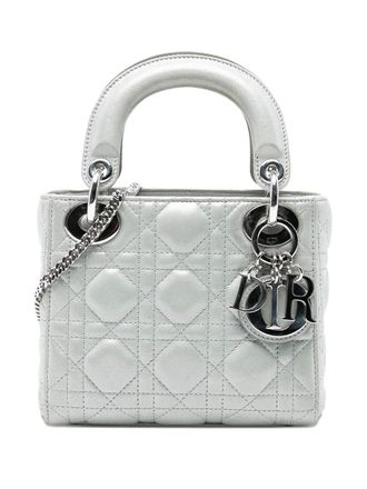 Dior 2015 Mini Iridescent Lambskin Cannage Lady Dior satchel - women - Lambskin - One Size - Silver