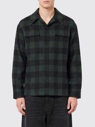 Ami Giacca camicia in lana a quadri con colletto cubano