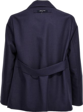 Fendi Mens Blue Virgin Wool Full-Length Jacket Clothing