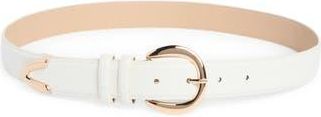 Linea Pelle Round Buckle Belt in White at Nordstrom Rack, Size X-Large