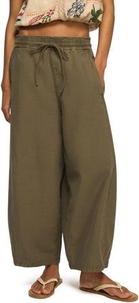 Lucky Brand Stripe Cotton Blend Barrel Leg Pants in Dusty Olive at Nordstrom, Size Xx-Large